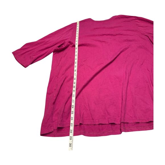 Woman Within Tunic Blouse Women 22/24 1X Pink Cotton Front Half Zip Short Sleeve - Picture 5 of 7